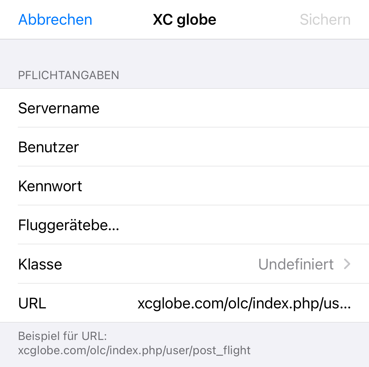 XC globe-Server-Einstellungen