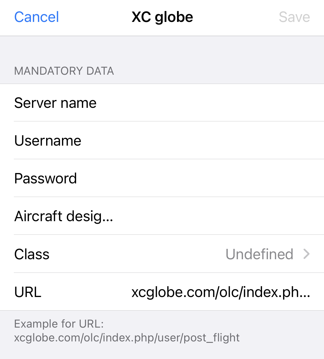 XC globe-Server-Einstellungen