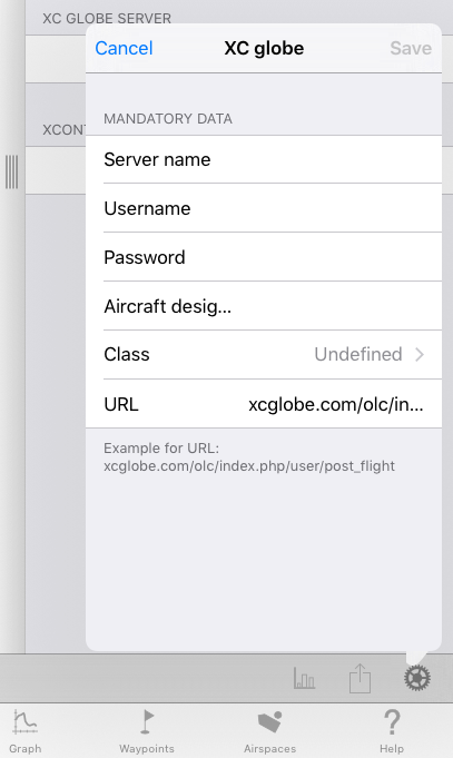 XC globe-Server-Einstellungen